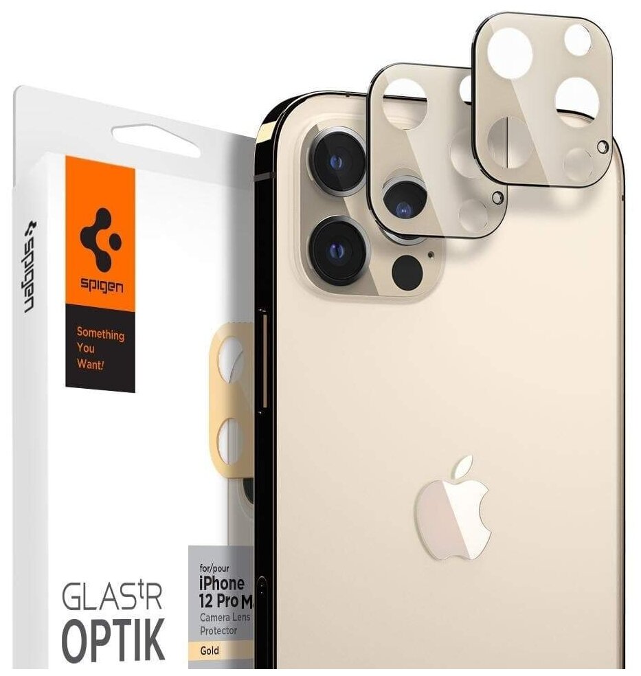 Защитное стекло для камеры SPIGEN для iPhone 12 Pro Max - Glas.tR Optik Lens - Золотой - 2 шт - AGL02454