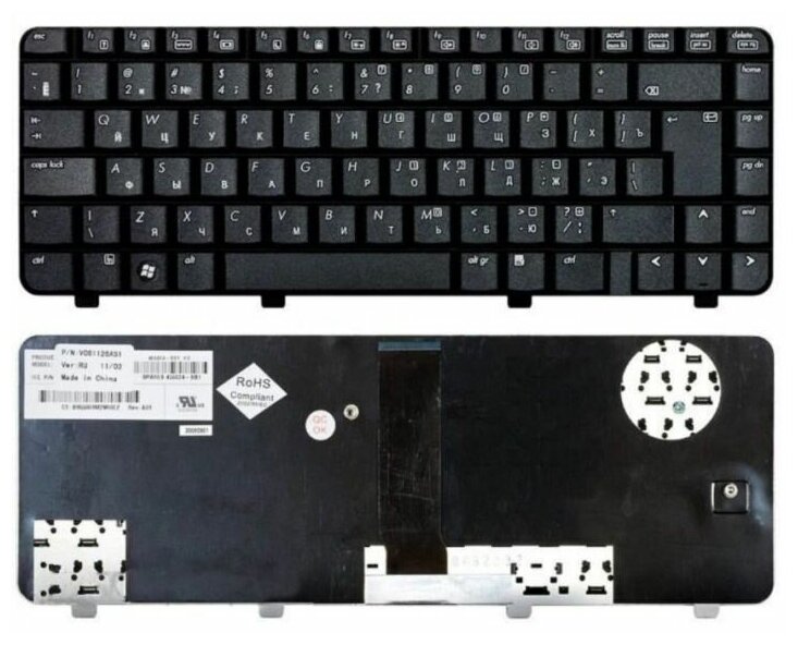 Клавиатура для HP 550 6520S 6720S 6720 455264-251 9JN8682Q0R V061126AS1 6027B0022522 820₽