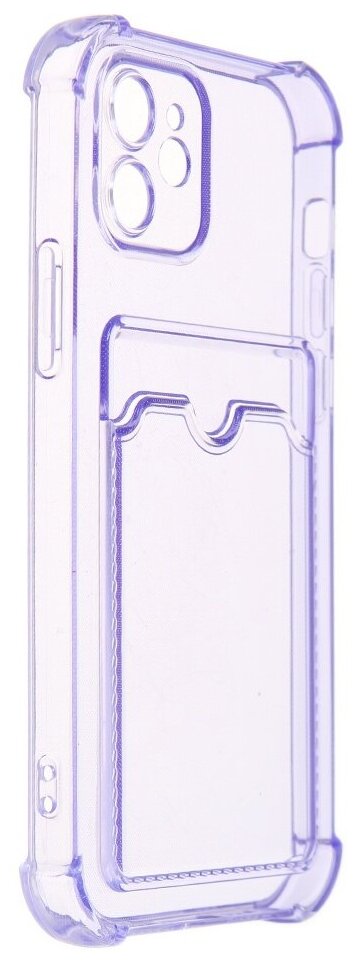 Чехол LuxCase для APPLE iPhone 12 TPU с картхолдером Transparent-Lilac 63542 - фото №1