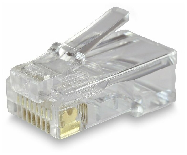 Коннектор компьютерный RJ-45 на кабель 8P8C (8 мест 8 контактов) 50 шт. в упаковке прозрачные