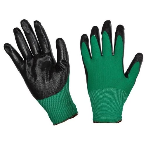 Нейлоновые перчатки, трикотажные, с черным нитриловым покрытием, 3 пары. Защищает руки от загрязнений и влаги при работе с мокрой почвой, обеспечивает надежный захват инструмента.