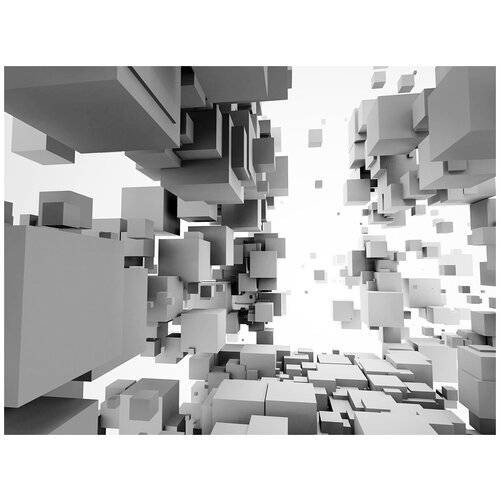 Фотообои Уютная стена Летящие 3D кубы 360х270 см Бесшовные Премиум (единым полотном)