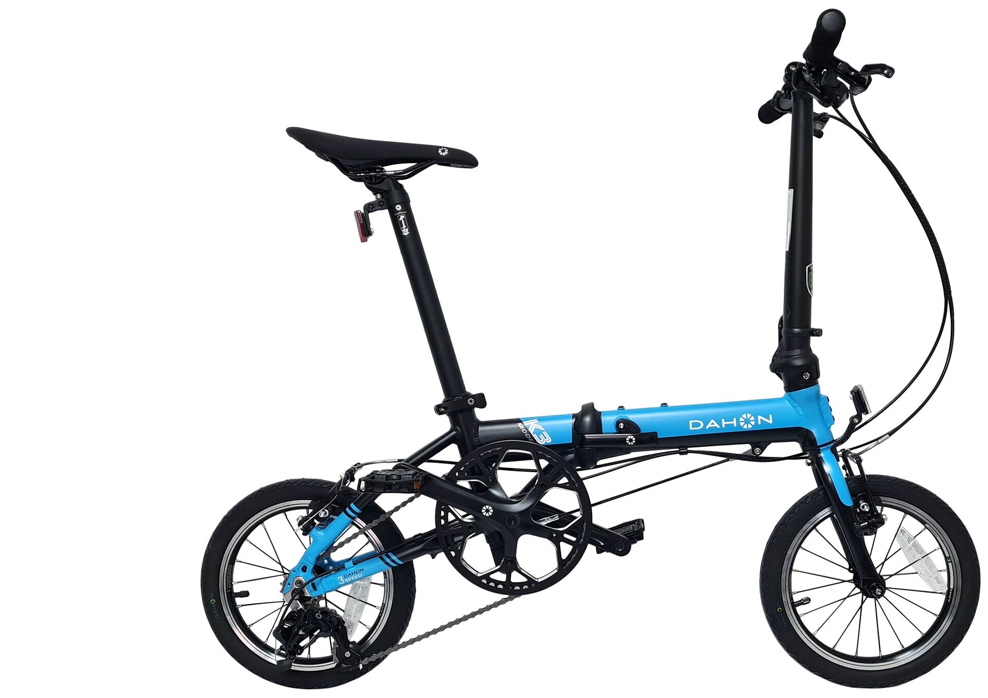 Велосипед Dahon K3 (2021) городской складной кол.:14" голубой/черный (VD21003) - фото №1