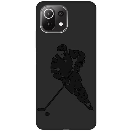Матовый чехол Hockey для Xiaomi Mi 11 Lite 4G / Сяоми Ми 11 Лайт с эффектом блика черный