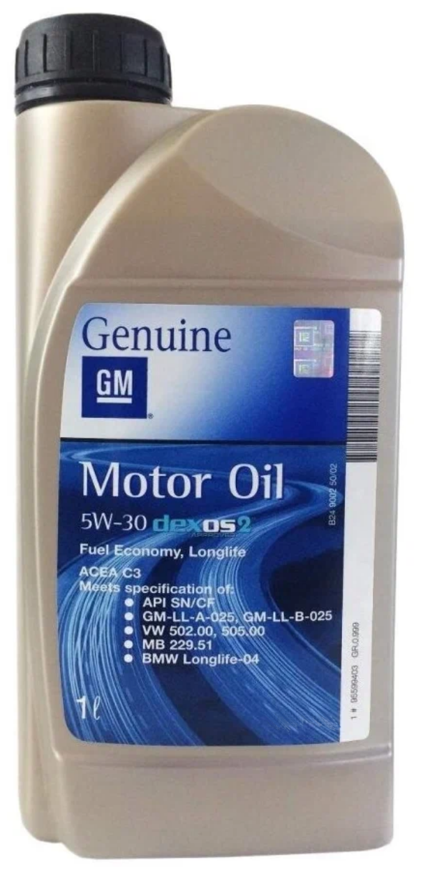 Синтетическое моторное масло GENERAL MOTORS Dexos2 Longlife 5W30