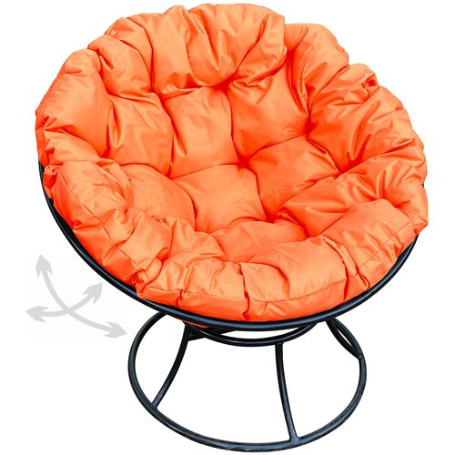 Кресло садовое M-Group папасан пружинка чёрное, оранжевая подушка
