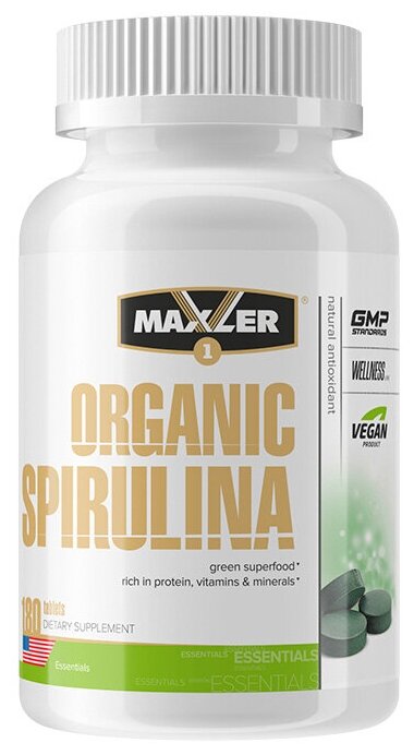 MAXLER Зеленый суперфуд Organic Spirulina 180таб.