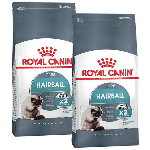 Корм для кошек Royal Canin Hairball Care для взрослых кошек от 1 до 12 лет для профилактики образования волосяных комочков 2 уп. x 10000 г