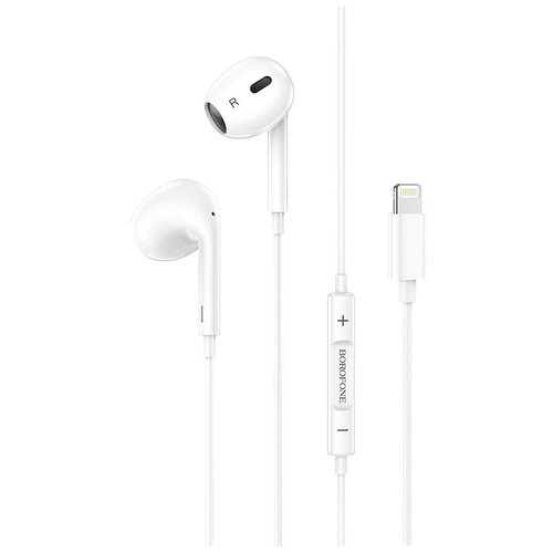 Наушники Borofone BM30 Max Acoustic вкладыши микрофон Lightning кабель 12 м белые 85600₽