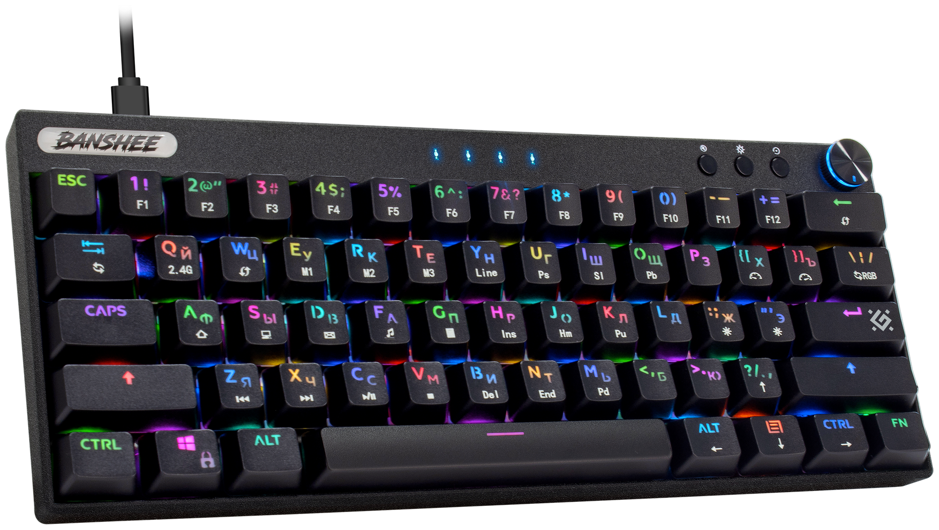 Клавиатура беспроводная DEFENDER Banshee GK-315 RU,RGB,Bluetooth Black (45316)