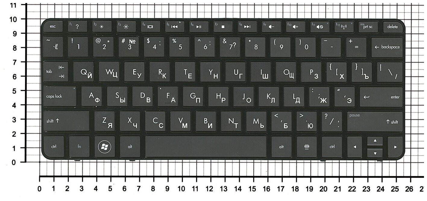 Клавиатура для ноутбука HP Mini 210-1083ca черная с рамкой