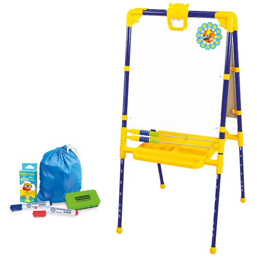 Двусторонний напольный детский мольберт для рисования маркером и мелками, с азбукой, МИ2/1