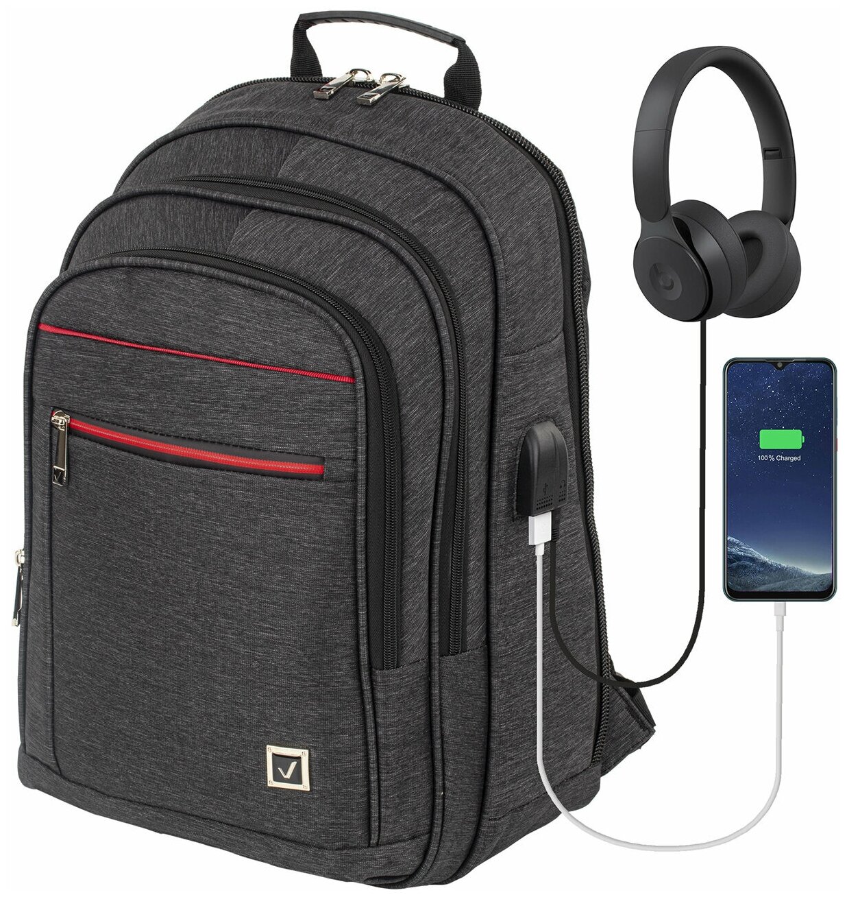 Рюкзак BRAUBERG URBAN универсальный с отделением для ноутбука USB-порт Progress 48х14х34 см 229873