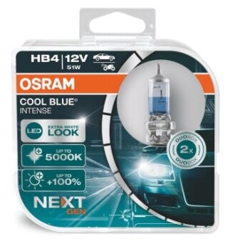 Лампа автомобильная Osram Cool Blue Intense next generation HB4 12V-51W (P22d), 2шт, 9006CBN-HCB