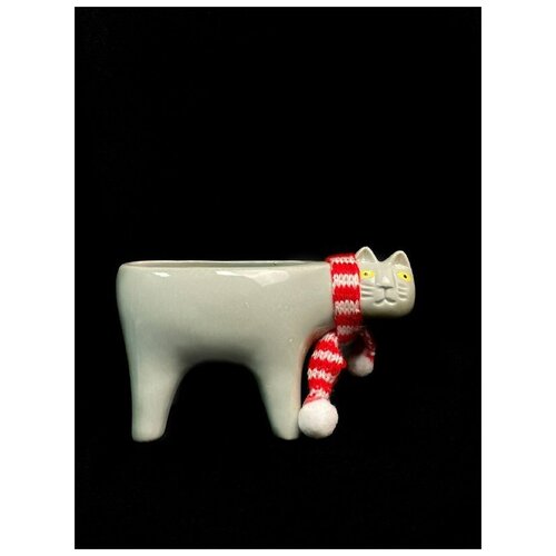 Керамическое кашпо в форме кота