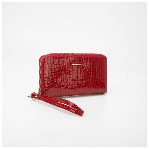 фото Кошелёк на молнии, с ручкой, цвет бордовый