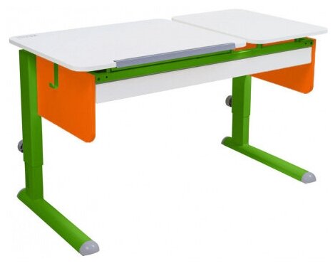 Стол детский Астек-Элара Твин-2 с ящиком 115x58 см белый/оранжевый/зеленый