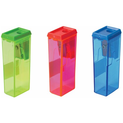 Точилка ручная пластиковая Beifa (1 отверстие, с контейнером, прямоугольная) 24шт. (APS112)