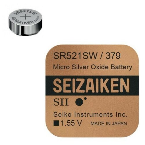 Часовая батарейка Seizaiken 379 (SR521SW) 1 шт. батарейка серебряно цинковая тип 379 на 1 55в sr521sw 379 maxell код 11851 о
