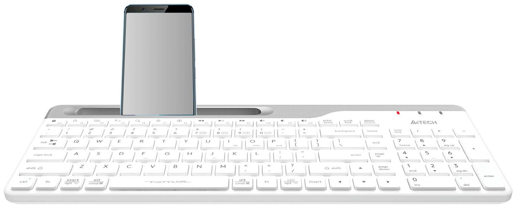 Клавиатура A4TECH Fstyler FBK25, USB, Bluetooth/Радиоканал, белый серый [fbk25 white]