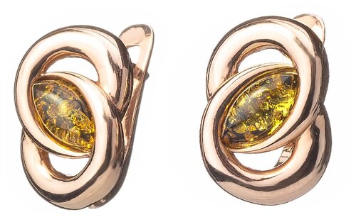 Серьги Amberprofi, серебро, 925 проба, золочение, янтарь