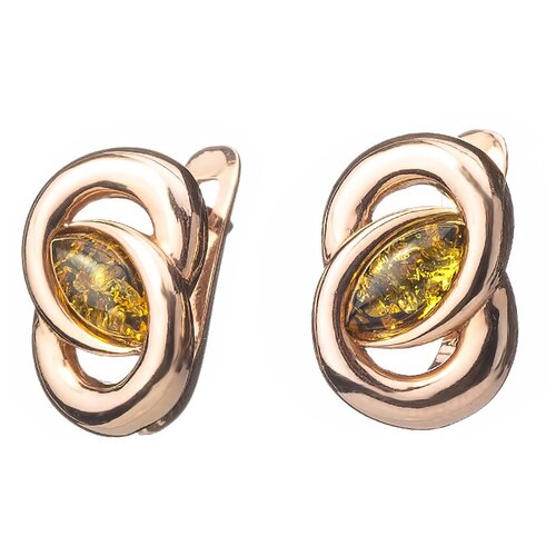 Серьги Amberprofi, серебро, 925 проба, золочение, янтарь