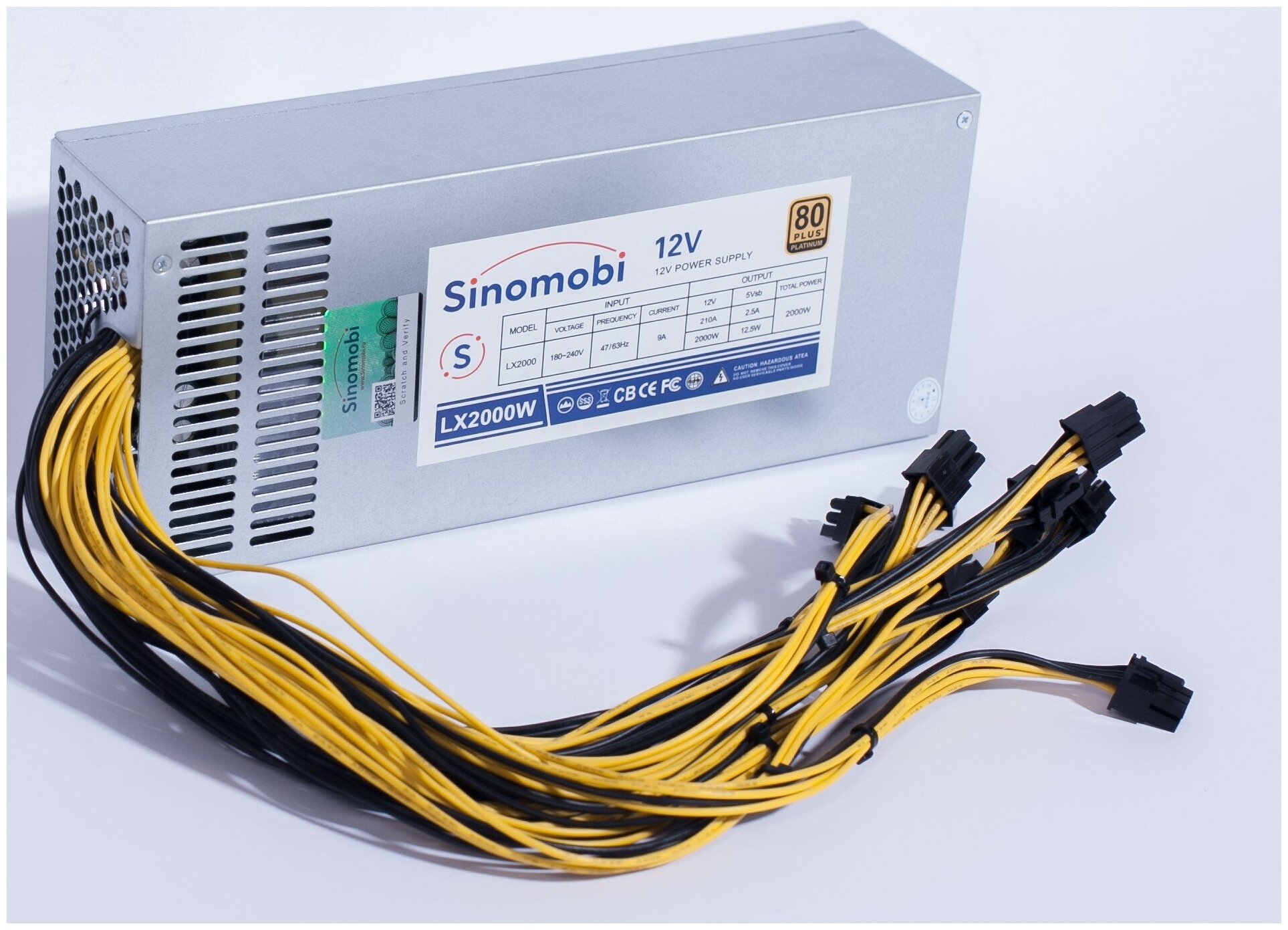 Блок питания для асика LX 2000W Sinomobi для майнинга Antminer Bitmain S9 T9 L3 Avalon и другие майнеры