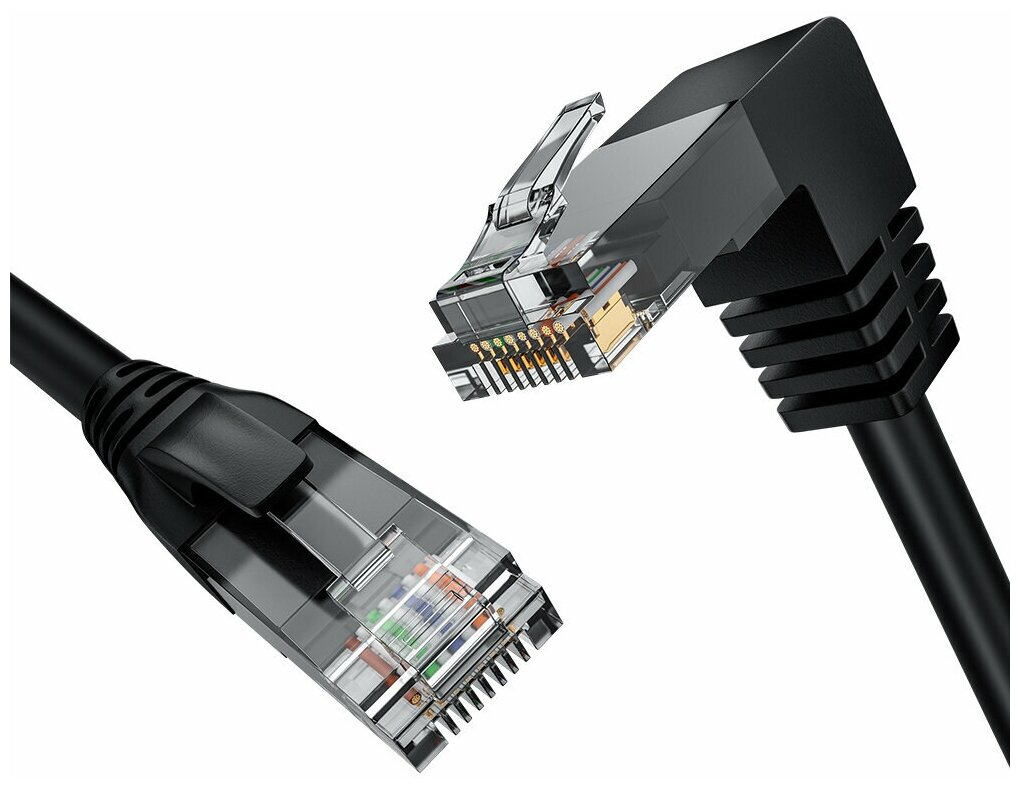 Патч-корд нижний угол UTP cat.6 10 Гбит/с RJ45 LAN компьютерный кабель для интернета (GCR-LNC607D) черный 1.5м
