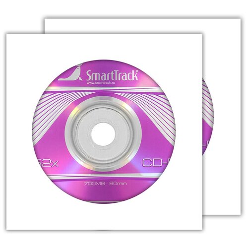 Диск SmartTrack CD-R 700Mb 52x в бумажном конверте с окном, 2 шт. конверт пластиковый smarttrack на 1 2 cd dvd цветные 45 шт упак