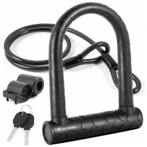 Замок велосипедный U-lock с ключом + трос 1,2 м YP1602747 West Biking