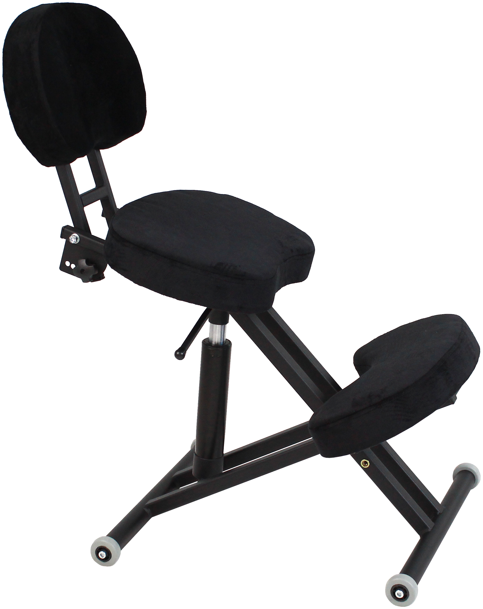 Ортопедический коленный стул ProFit + газлифт + спинка. Цвет: Черный. - фотография № 1