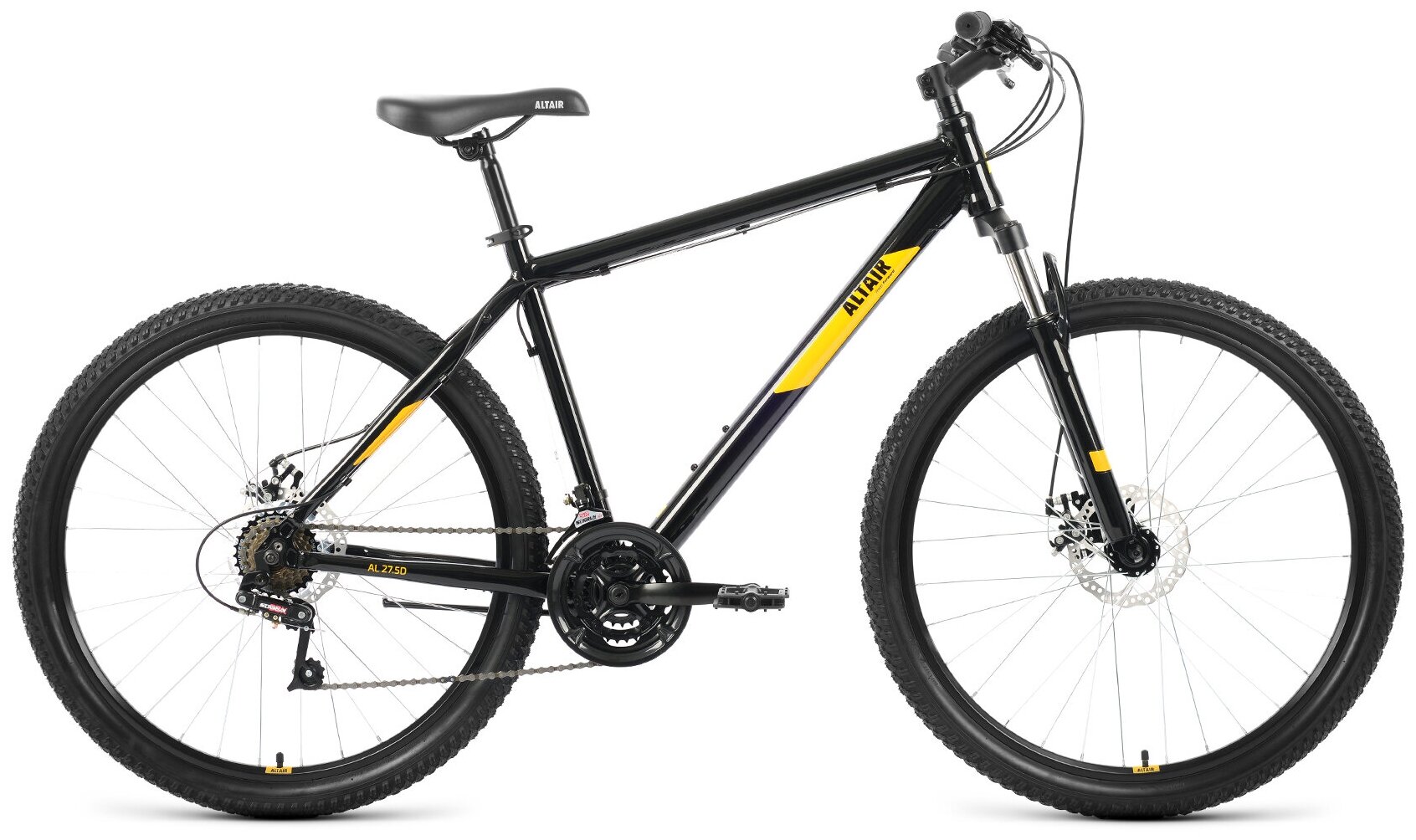 Велосипед горный хардтейл ALTAIR AL 27,5 D 15" (2022), 15" черный/оранжевый