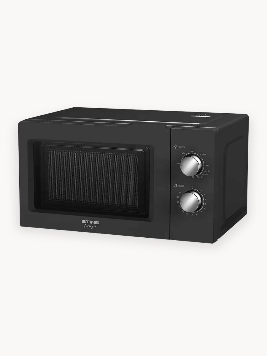 Микроволновка микроволновая печь СВЧ STINGRAY ST-MW154B гриль черный/хром 23л, 2500Вт
