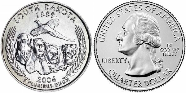 США 25 центов 2006 Квотеры 50 штатов - Южная Дакота