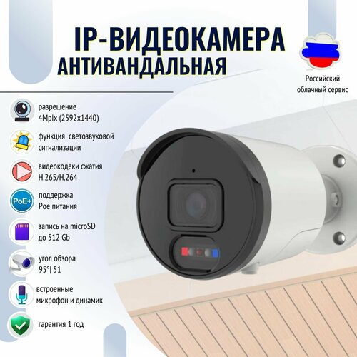 Антивандальная IP-видеокамера 4Mpix 28mmразрешение - 4 Mpixвстроенный микрофон запись на microSD-карту до 512 Gbвстроенный модуль PoE 1016000₽
