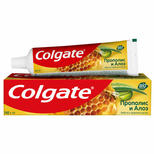 Зубная паста 100 мл COLGATE Прополис и алоэ, забота о деснах, с фторидом и кальцием, 7891024131411 упаковка 4 шт.