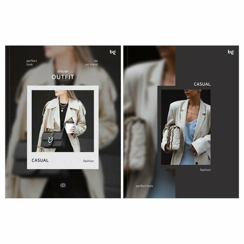 BG Бизнес-блокнот А5 64 листа в клетку, Стиль. Мода, обложка картон, ламинация soft-touch, выборочный лак, блок 60г/м2, микс