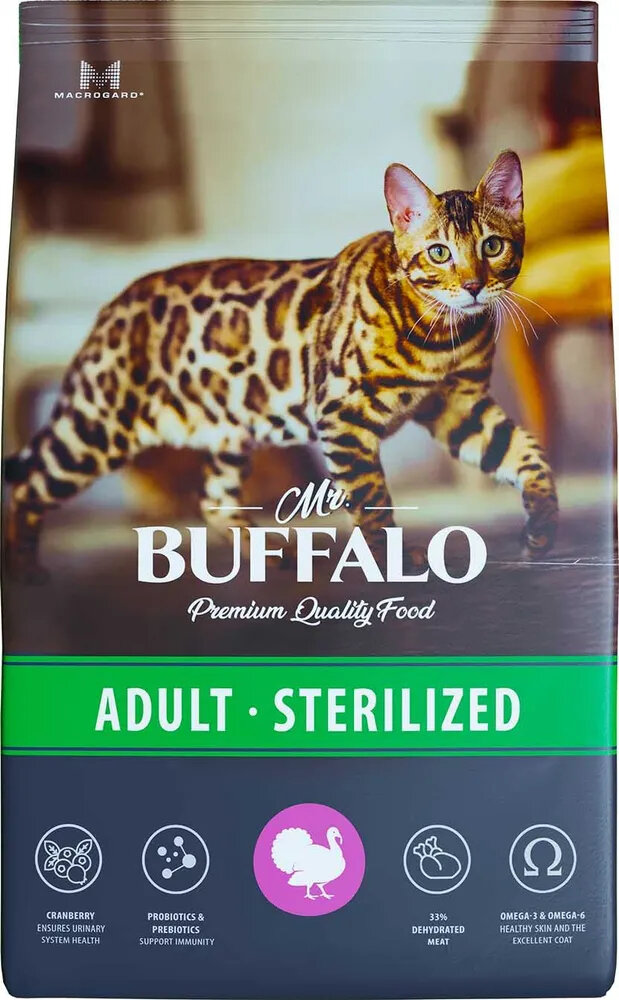 Mr.Buffalo ADULT STERILIZED сухой для кошек Курица 10кг