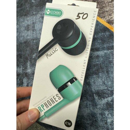 Проводные наушники капельки с микрофоном Cokike C15 116 Дцб 130см 16 Ом разъем 35мм для старых телефонов магнитолы радио MP3-плеера VR-о 588₽