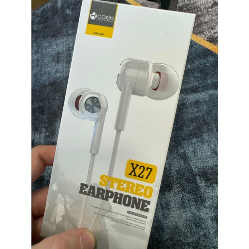 Проводные наушники капельки с микрофоном Cokike X27 95 Дцб 130см 16 Ом разъем 35мм для старых телефонов магнитолы радио MP3-плеера VR-оч 588₽