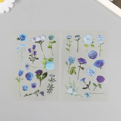 Наклейки для творчества PVC Синие цветы набор 2 листа 10х15 см наклейки pvc любовики