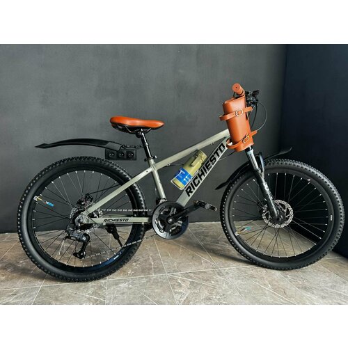 Велосипед горный Richiesto 24 алюминиевый Подростковый детский Унисекс зеленыйкоричневый 24500₽