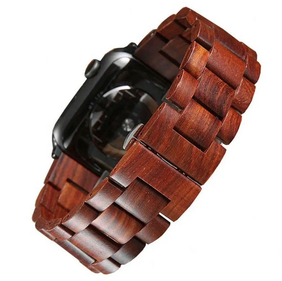Уникальный деревянный блочный ремешок для Apple Watch 1-9, SE, ULTRA 42-44-45-49 мм коричневый