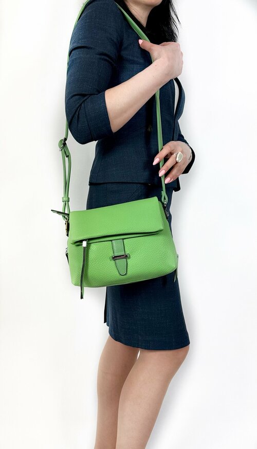 Сумка кросс-боди Batty Яркая сумка из экокожи G-2641-2-Green, фактура гладкая, рельефная, зеленый