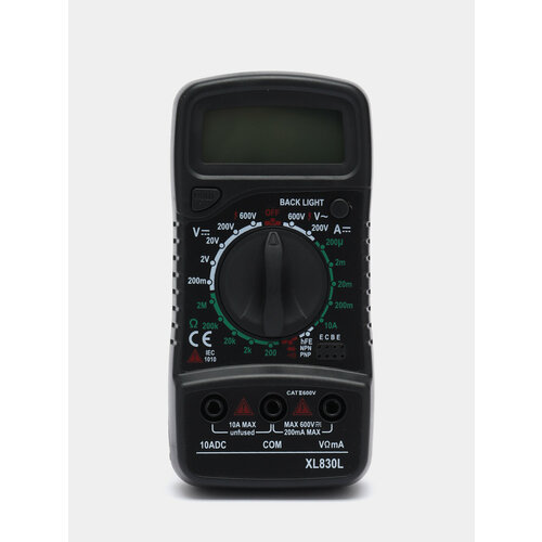 Цифровой мультиметр (тестер) XL830L с функцией прозвонки и подсветкой экрана Цвет Черный