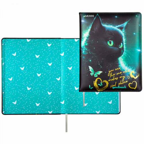 Дневник школьный твердая обложка кожзам (deVENTE) Black Cat тиснение фольгой, отстрочка, ляссе арт.2022419