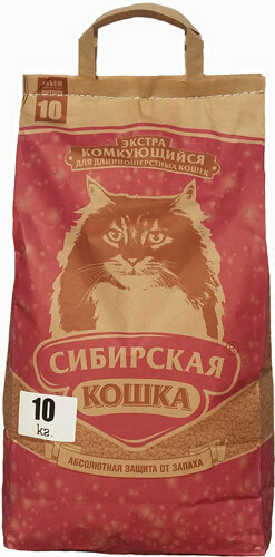 Сибирская кошка Экстра Наполнитель для длинношерстных кошек комкующийся 10кг