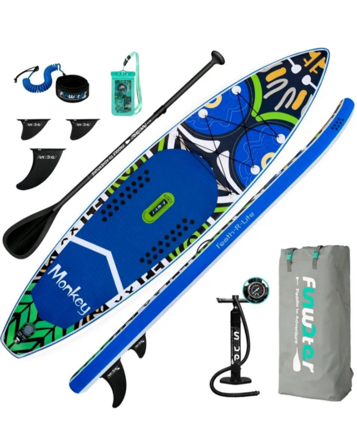 Надувная SUP-доска сапборд Funwater Monkey 350x84x15 см, полный комплект sup board