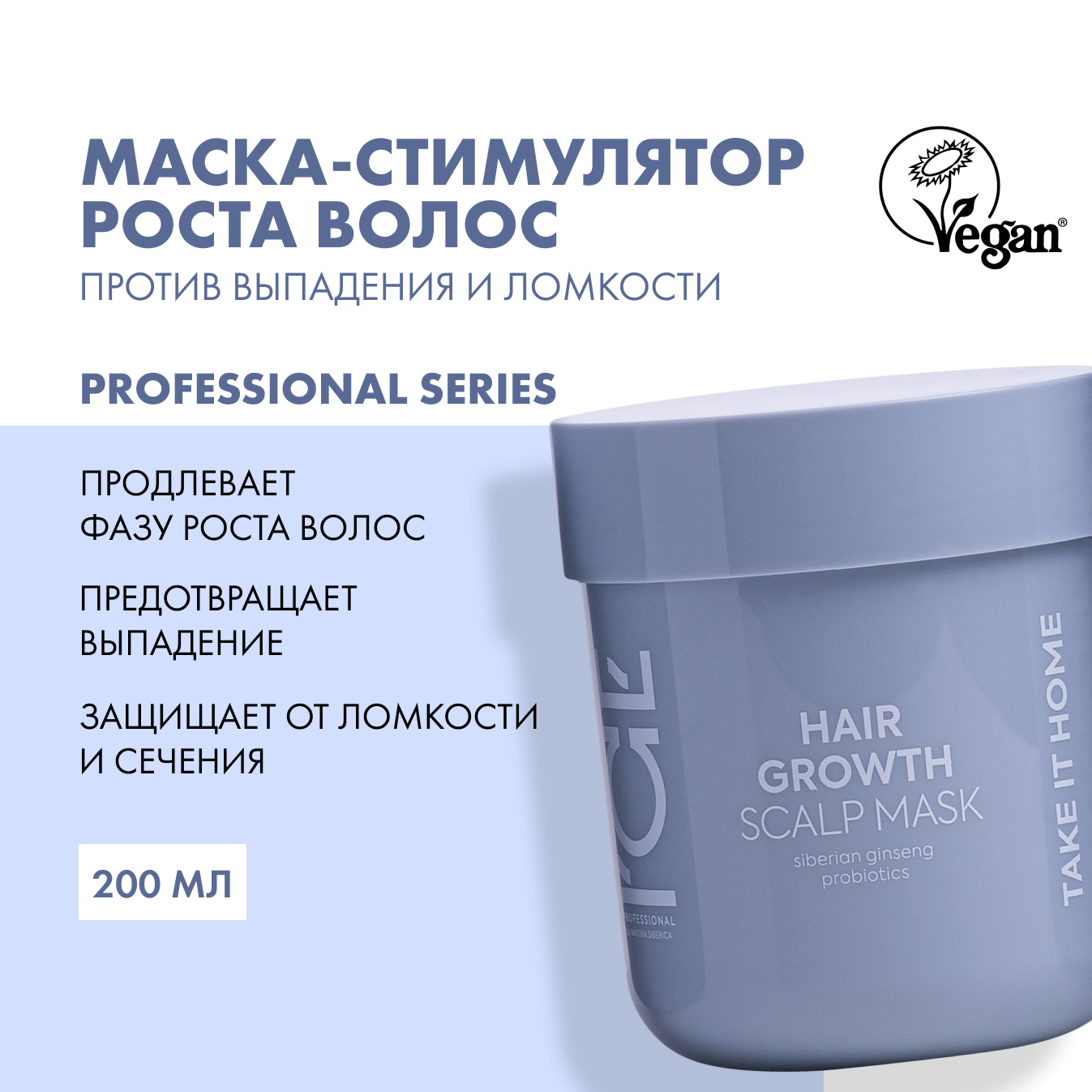 Маска для кожи головы стимулирующая рост волос Hair Growth ICE by Natura Siberica take it home 200 мл