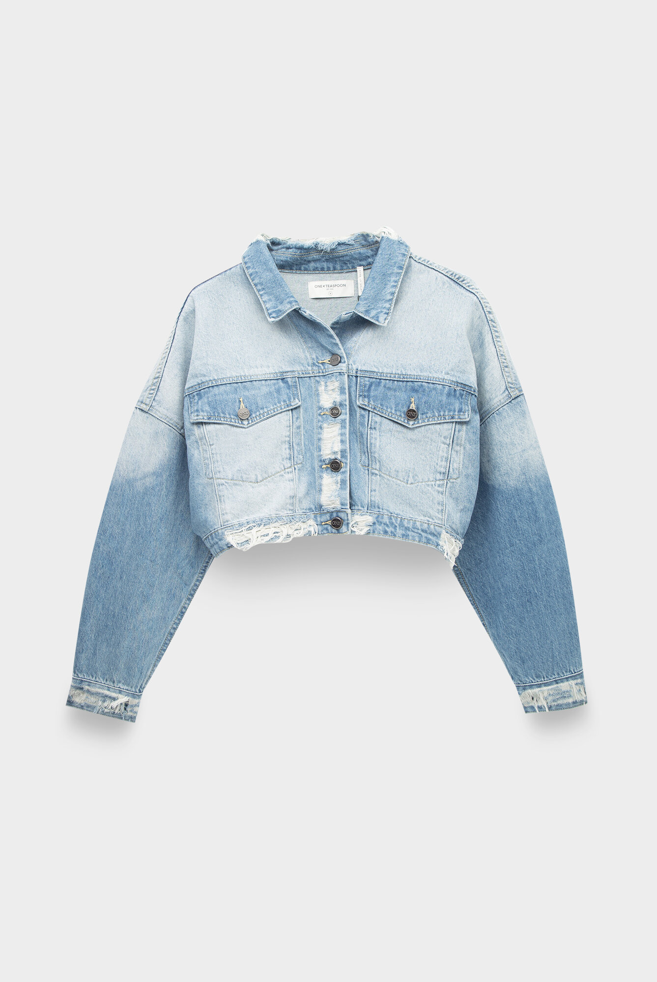 Джинсовая куртка One Teaspoon eagle studded cropped denim jacket faded